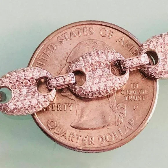 Gucci Link Bracelet Solid 925 Silver With Moissanite